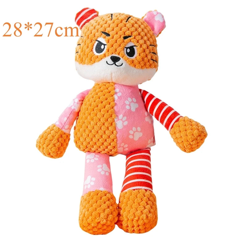 Pet Plush Toy Cat Dog Puzzle Toy Cute Animals Bite Resistant Interactive Squeaky Pet Dog Teeth Cleaning Chew Toy Pet Supplies