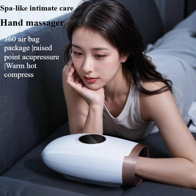 Hand Massager Electric 360° Air Pressure Relaxerly Kneading Wrist Finger Joint Palm With Heat Airbag Wrap Press To Relieve Hands