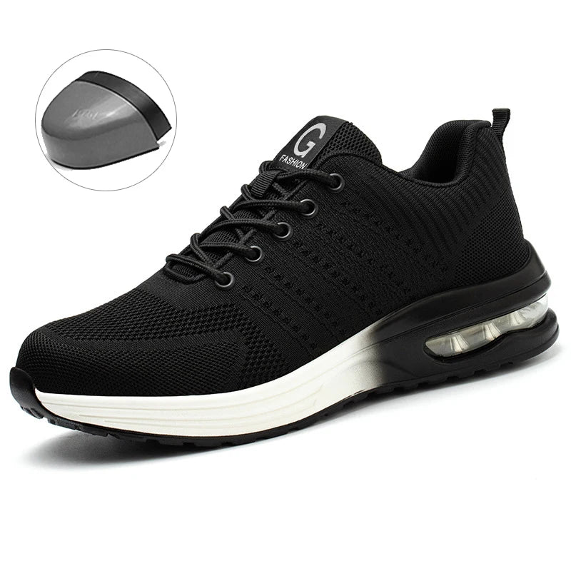 Steel Toe Work Shoes for Men Women  Anti-Smash Anti-Puncture Blue Safety Shoes Breathable Lightweight Air Cushion Work Shoes