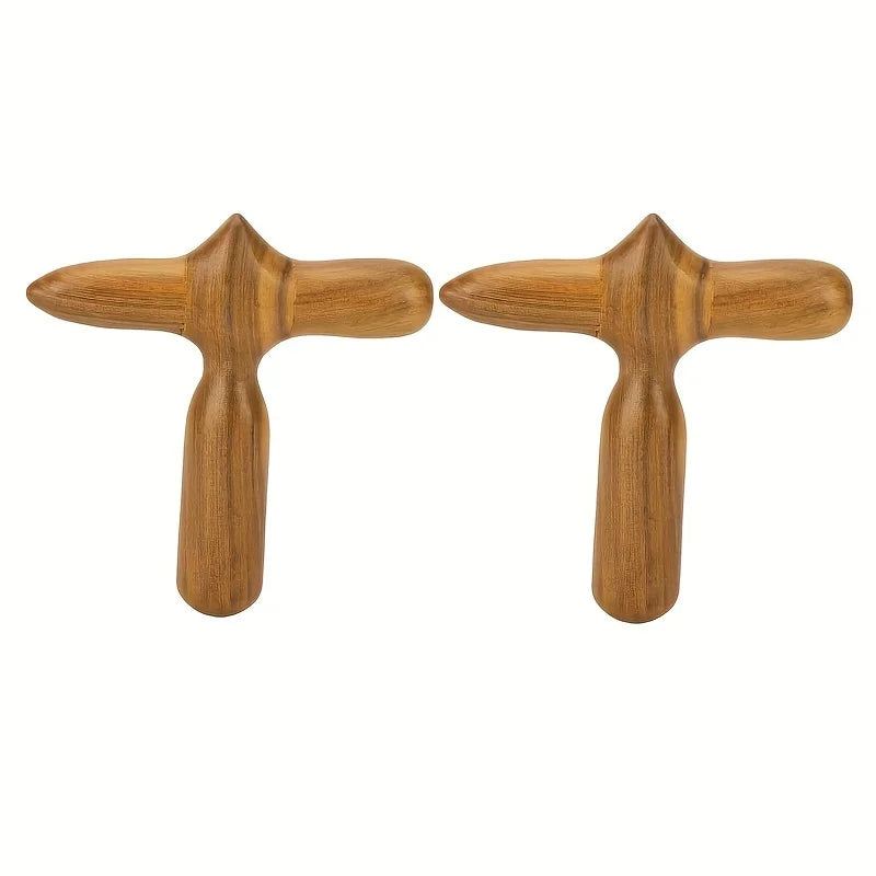 2 wooden massage sticks, ergonomic reflexology tools, portable muscle massagers, suitable for home and massage salons.