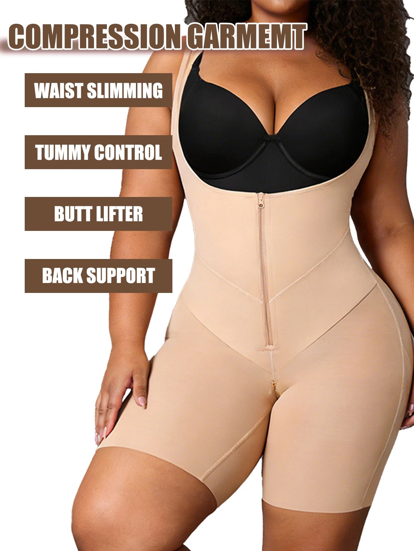 Women's Plus Size High Waist Tummy Control Shapewear Bodysuit for Women Durable High Quality Zipper Body Shaper
