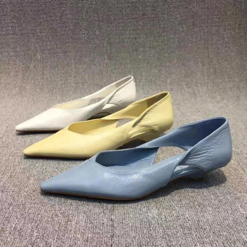 Shoes for Woman 2026 Comfortable Women's Summer Footwear Moccasins Blue Low Heel Elegant Pointed Toe High Quality Popular Young