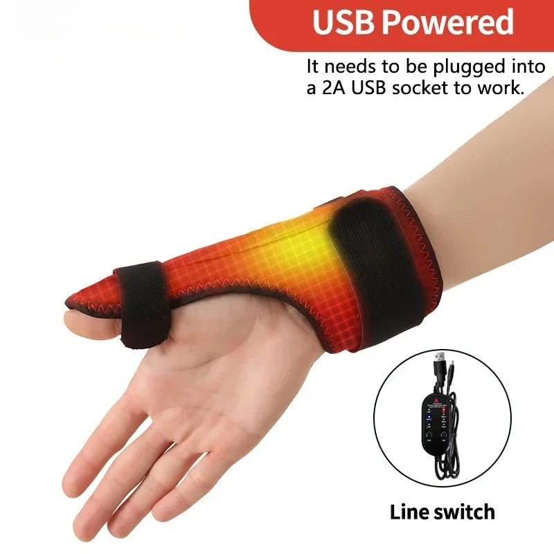 Heated Massage Thumb Support -Vibration Massager Hot Compress Relieves Wrist Fatigue Discomfort 3-Level Timer Tenosynovitis