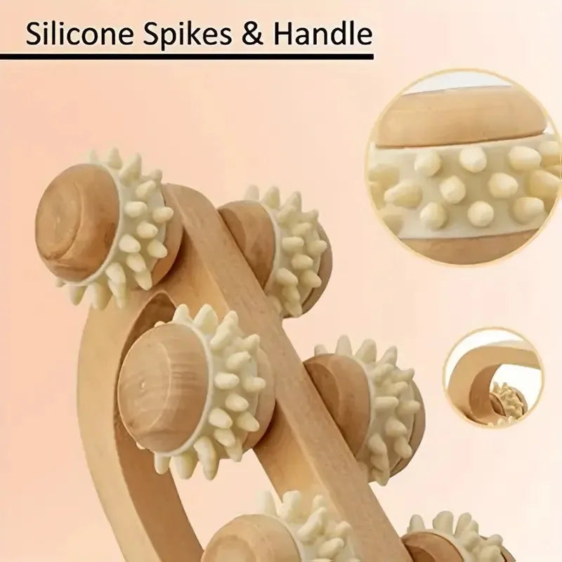 1 Pcs Wooden Massage Roller Tool, Manual Wooden Massager, Wood Back Massage Roller for Neck Leg Back Deep Tissue Muscle Massage