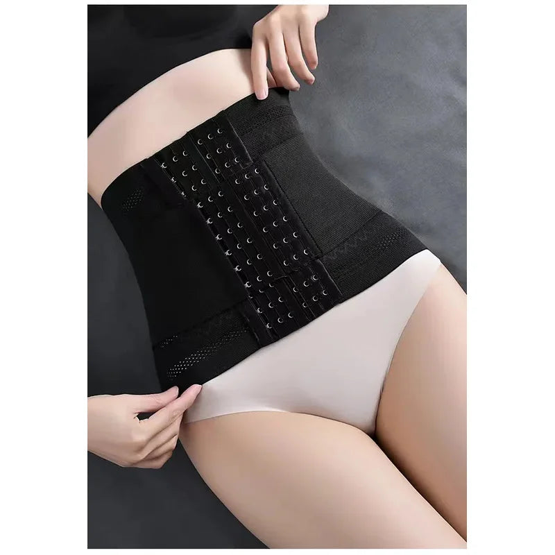 Shapewear Women Corset Belts Double Layer Waist Trainer Belly Shaper, 6-Row Hook Girdle Cincher, Tummy Shapewear Postpartum Flat