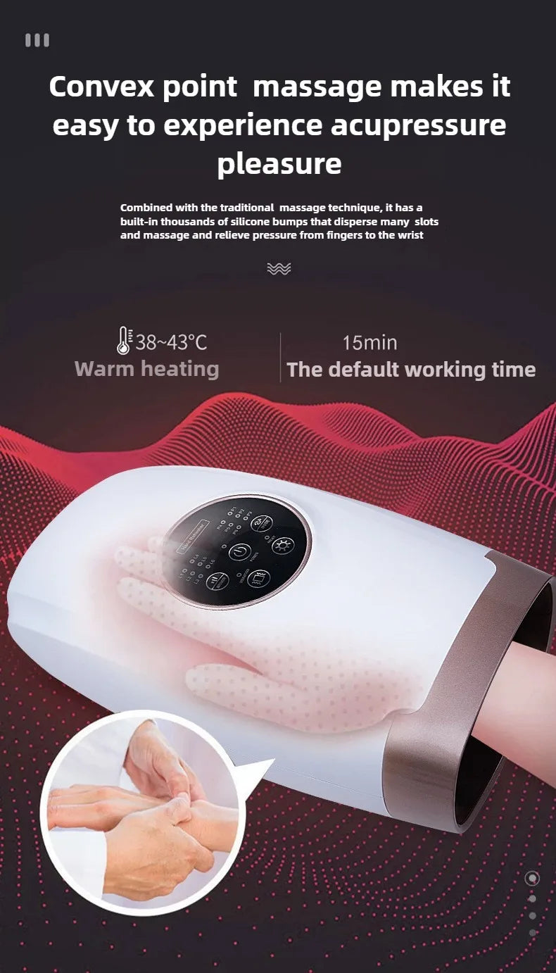 Hand Massager Electric 360° Air Pressure Relaxerly Kneading Wrist Finger Joint Palm With Heat Airbag Wrap Press To Relieve Hands