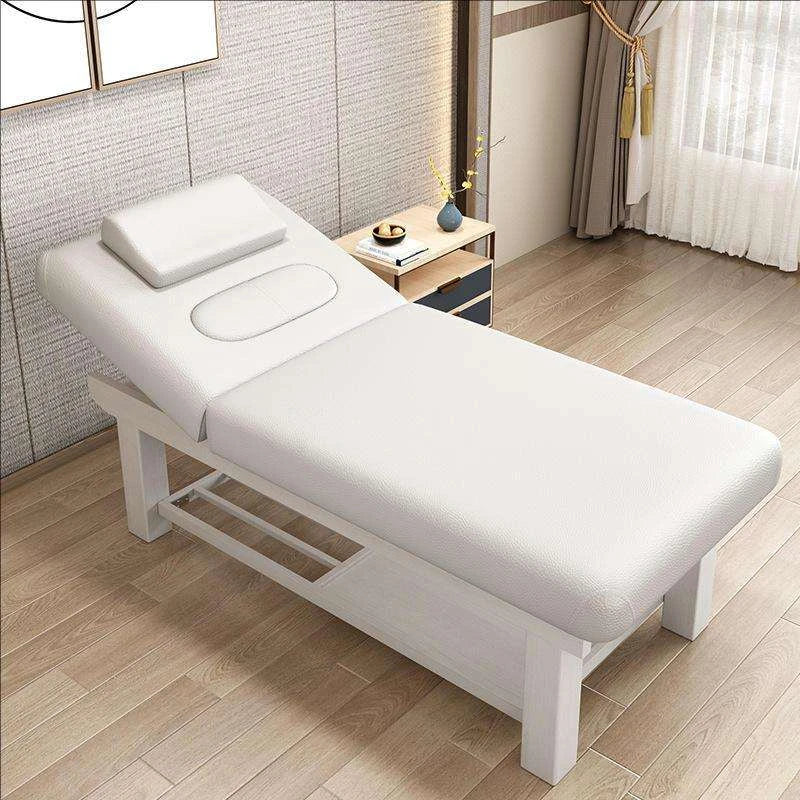 Spa Therapy Bed With Wooden Structure And Adjustable Cushion For Salon Use