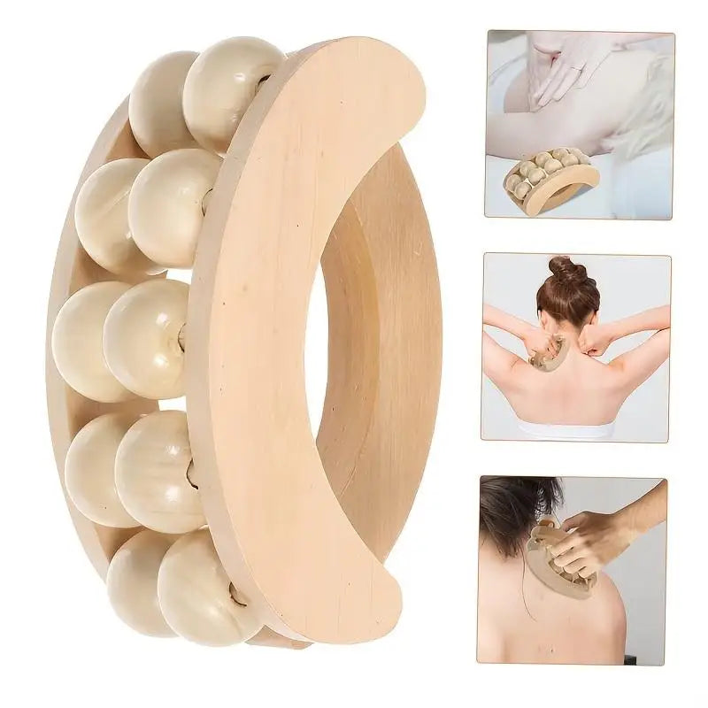 [F] Handheld Relaxation Massage Ball Roller, Handheld Wooden Full-body Massager, Deep Tissue Massager, Relieves Muscle Soreness