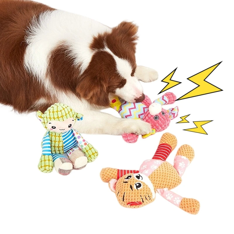 Pet Plush Toy Cat Dog Puzzle Toy Cute Animals Bite Resistant Interactive Squeaky Pet Dog Teeth Cleaning Chew Toy Pet Supplies