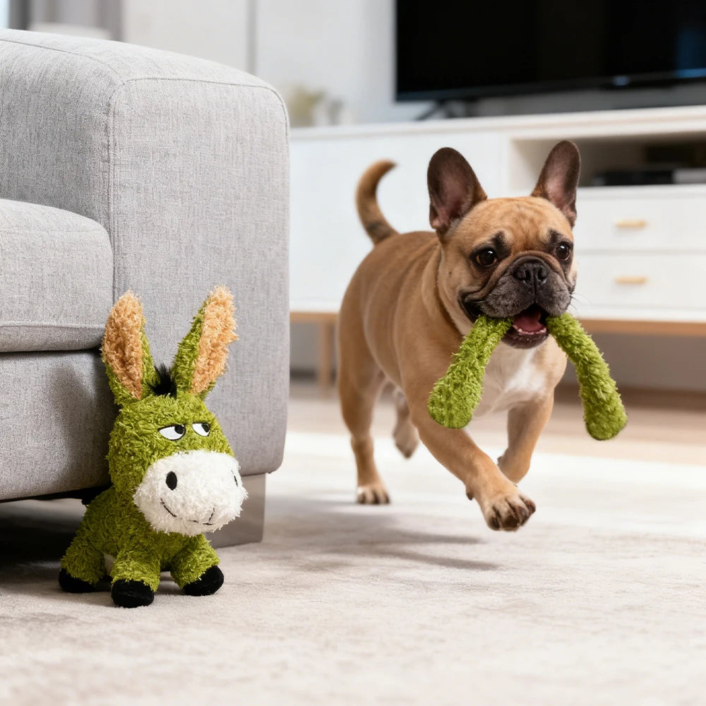 Pet Bite-Resistant Plush Interactive Toy with Sound, Featuring a Quirky Donkey Design, Suitable for Large, Medium, and Small Pets Such as Cats and Dogs, with Double-Layer Fabric and Built-In Airbag