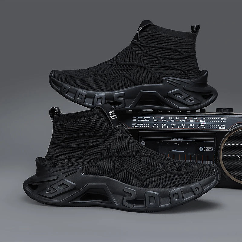Men's Outdoor Sports Shoes - High-Top Sports Shoes Are Novel and Fashionable, Non-Slip and Durable, Suitable for All Seasons,
