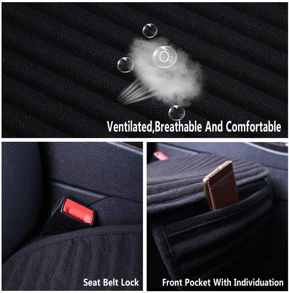 Car Seat Covers,Cloth Car Seat Cover,Buckwheat Hull Cooling Car Seat Covers,Universal Car Seat Protector, Breathable Comfortable Ventilated Front Seat Only,Black