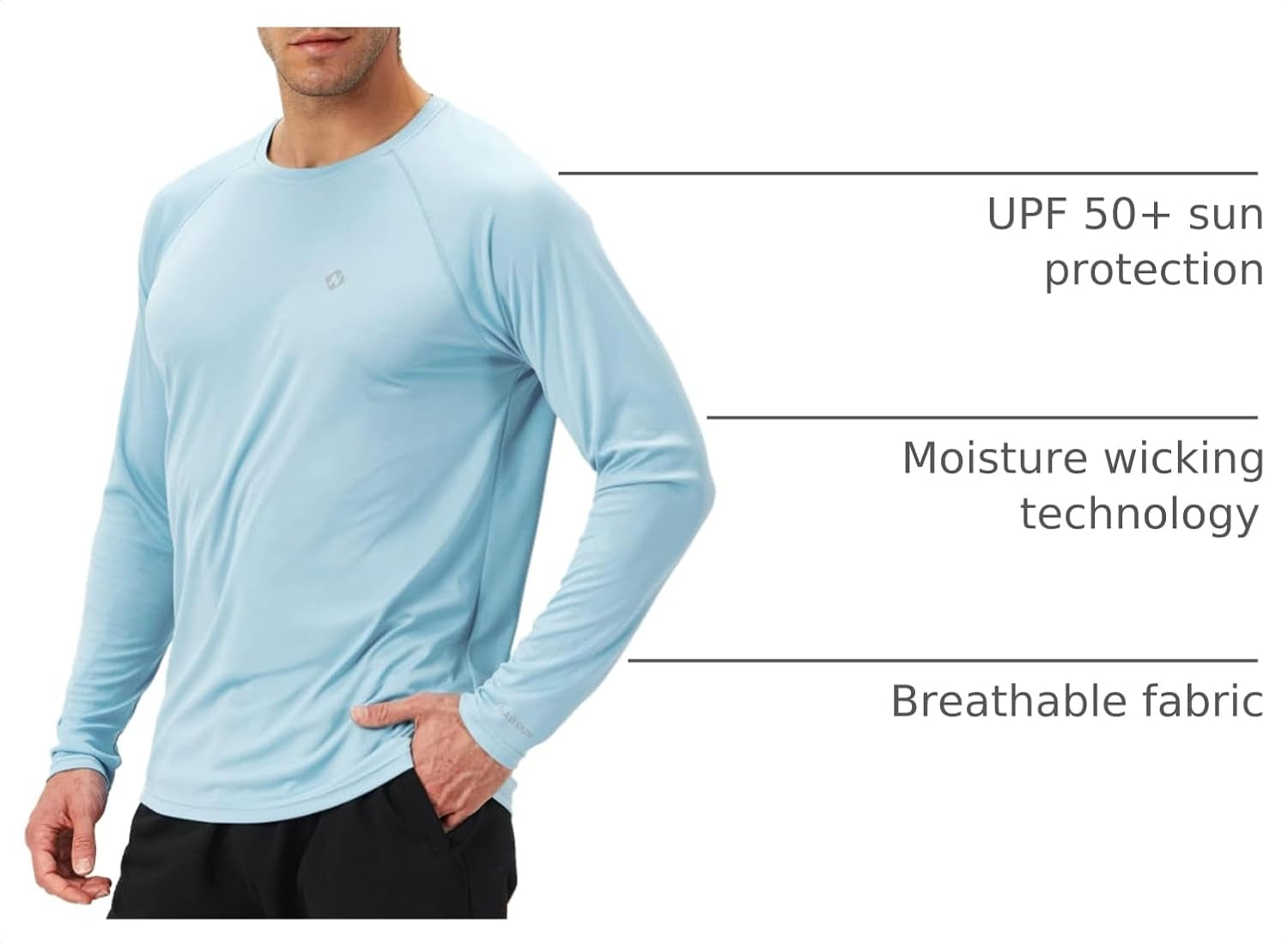 Men'S UPF 50+ Sun Protection Shirts Long Sleeve Swim Rash Guard | UV Protective, Quick Dry, Lightweight, Sun Shirts for Swimming Surfing, Beach Water Sports, Fishing, Golf, Hiking
