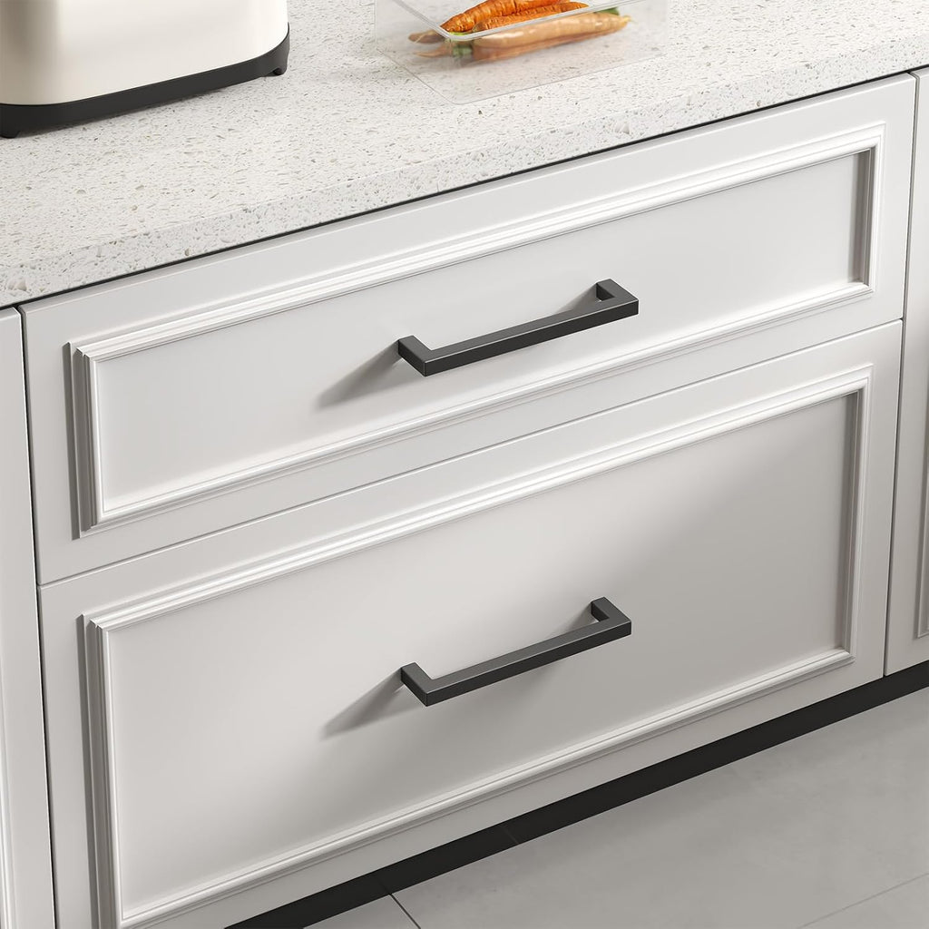 10 Pack Black Square Bar Cabinet Pull Drawer Handle Stainless Steel Modern Hardware for Kitchen and Bathroom Cabinets Cupboard,Center to Center 10In(256Mm) Black Drawer Pulls | Stainless Steel,Square Bar Modern Hardware,Cabinet Pulls,Smooth Touch,For Bathroom Cupboard Dresser,2 Screws,Easy Install