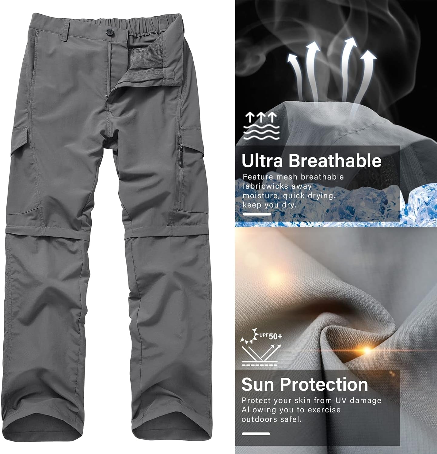 Boy Scout Pants Hiking Mens Convertible Zip off Safari Fishing | Outdoor Cargo Quick Dry Lightweight Breathable Stretchy UPF 50 Water Resistant Camping Travel Backpacking Hunting
