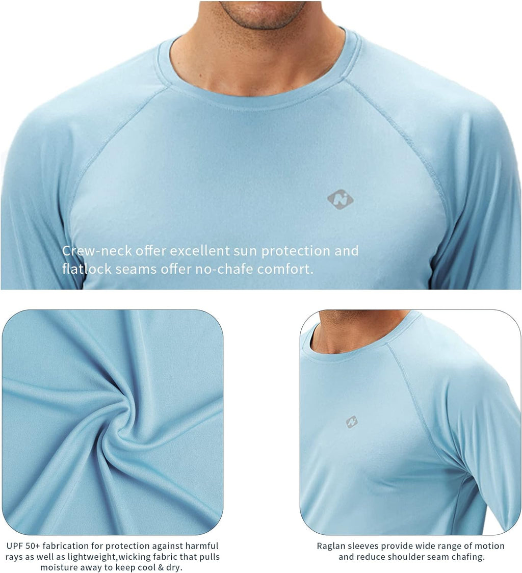 Men'S UPF 50+ Sun Protection Shirts Long Sleeve Swim Rash Guard | UV Protective, Quick Dry, Lightweight, Sun Shirts for Swimming Surfing, Beach Water Sports, Fishing, Golf, Hiking