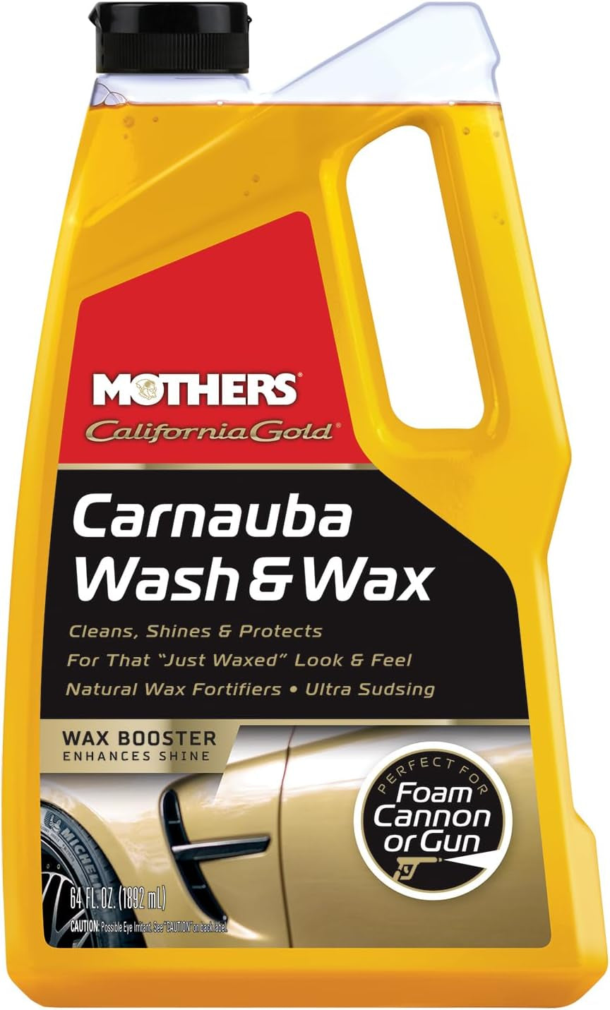 California Gold Carnauba Wash & Wax, 64 Oz. (05674) | Cleans, Shines & Protects, Gentle, Ph Balanced, Ultra-Sudsy, Spot-Free, Brilliant Finish, Won'T Strip Wax or Ceramic