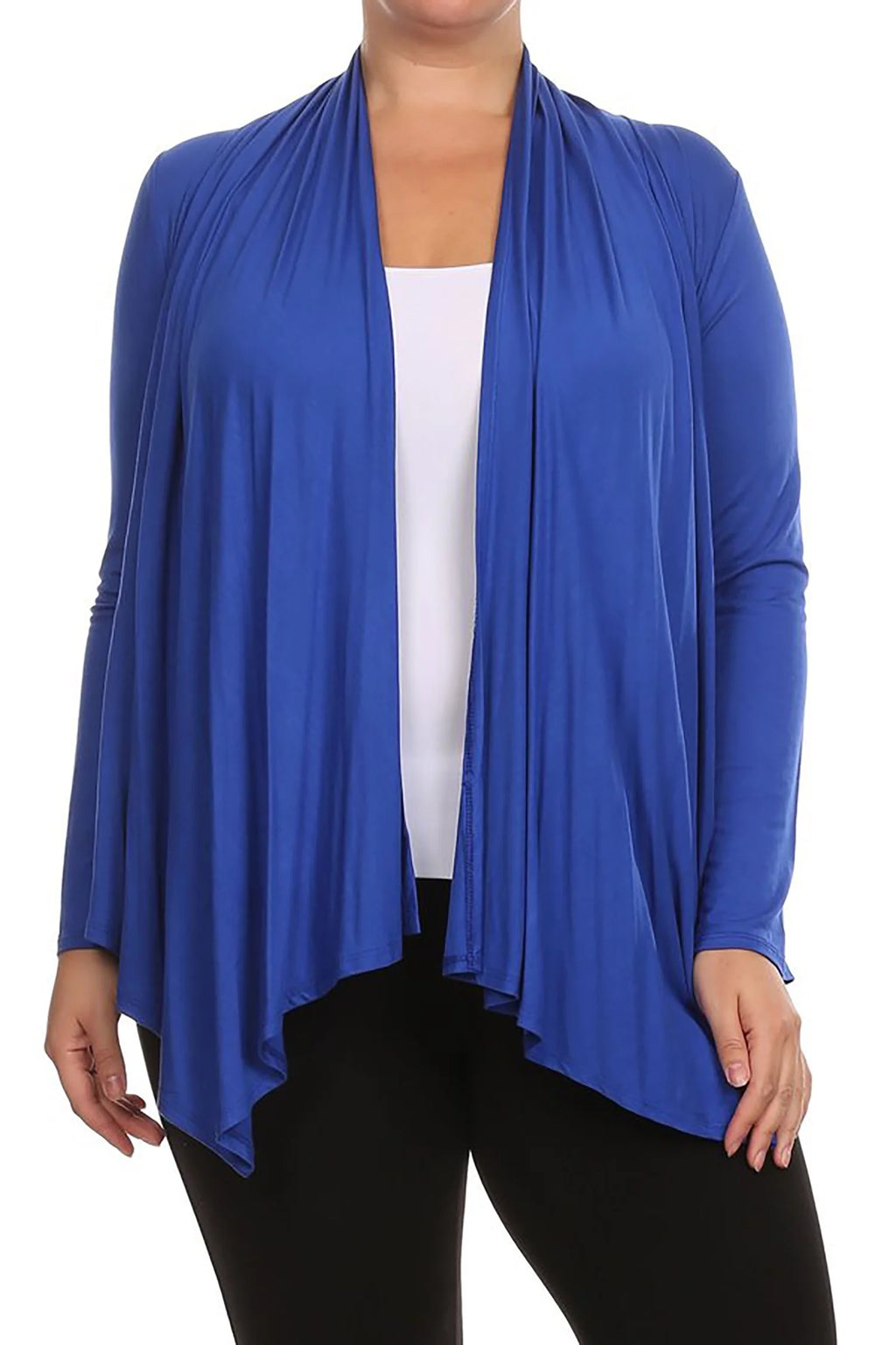 Women'S plus Size Soft Casual Drape Open Front Cardigan Long Sleeve
