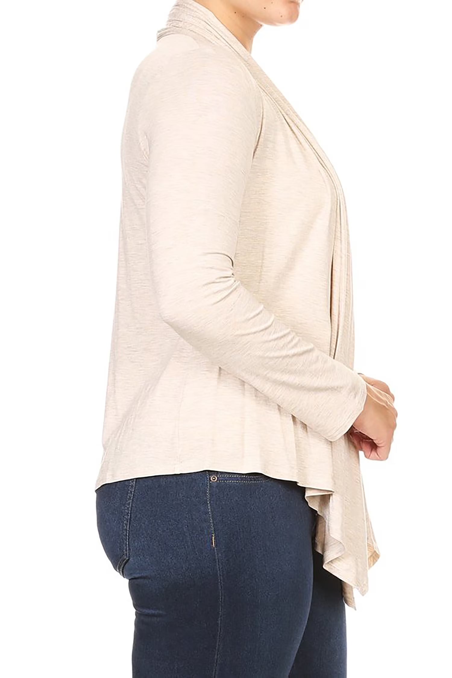 Women'S plus Size Soft Casual Drape Open Front Cardigan Long Sleeve