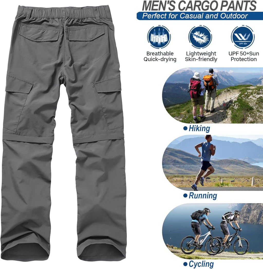 Boy Scout Pants Hiking Mens Convertible Zip off Safari Fishing | Outdoor Cargo Quick Dry Lightweight Breathable Stretchy UPF 50 Water Resistant Camping Travel Backpacking Hunting
