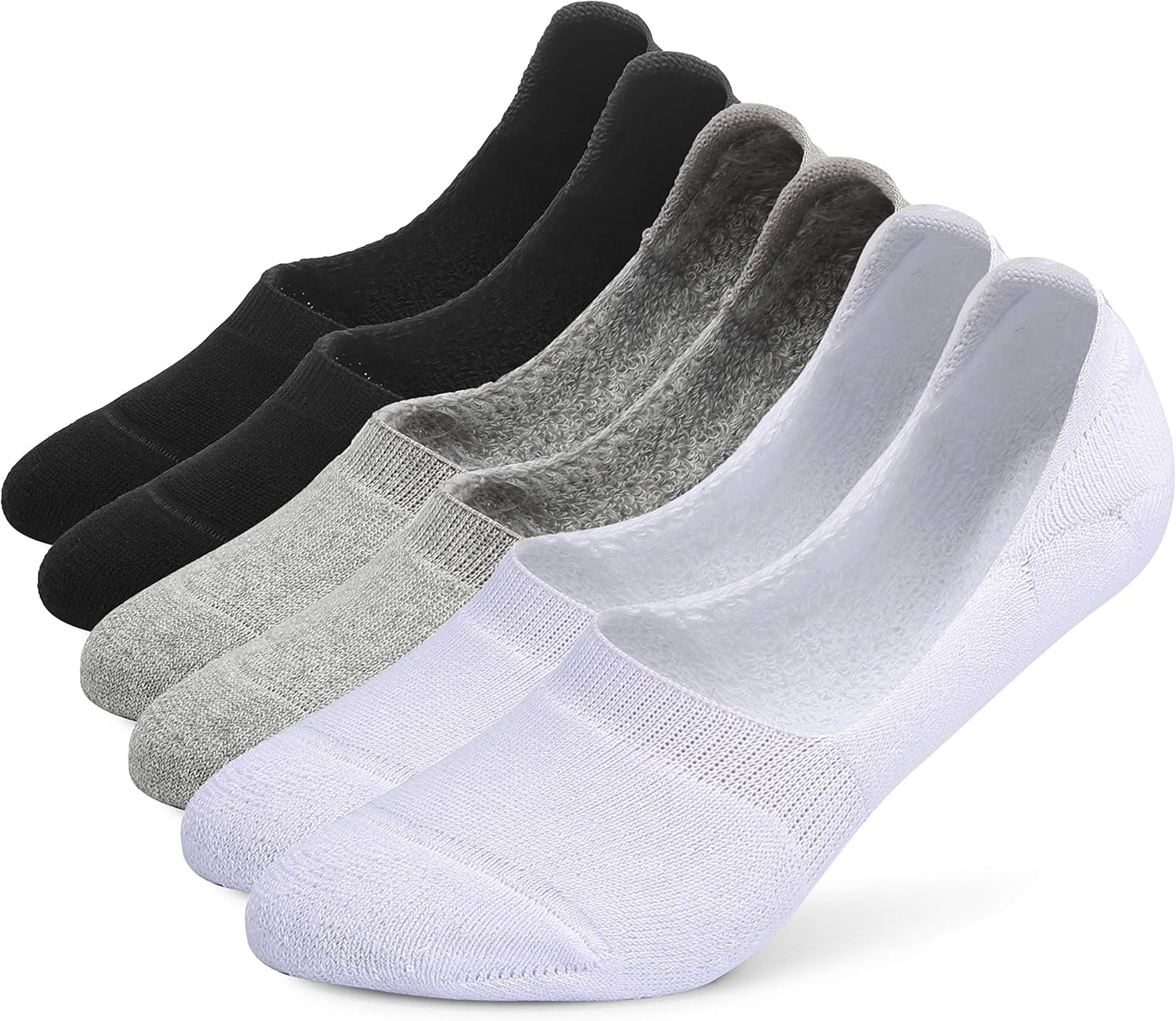 6 Pairs Unisex Thick Cushion Athletic Cotton No Show Socks | Non Slip Low Cut Flat Liner Socks
