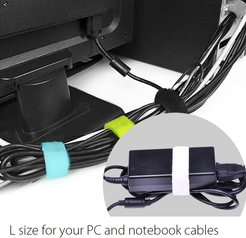 Pack of 20 Reusable Cord Organizer Keeper Holder, Fastening Cable Ties Straps for Earbud Headphones Phones Electronics Electrical Computer PC Wire Wrap Management, Assorted 3 Size and 5 Color