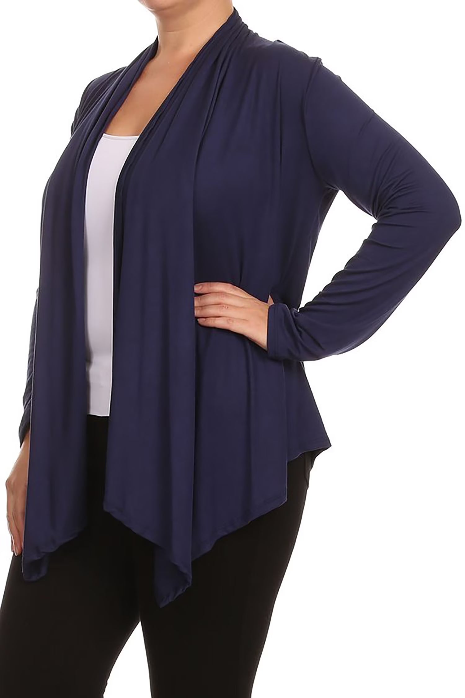 Women'S plus Size Soft Casual Drape Open Front Cardigan Long Sleeve