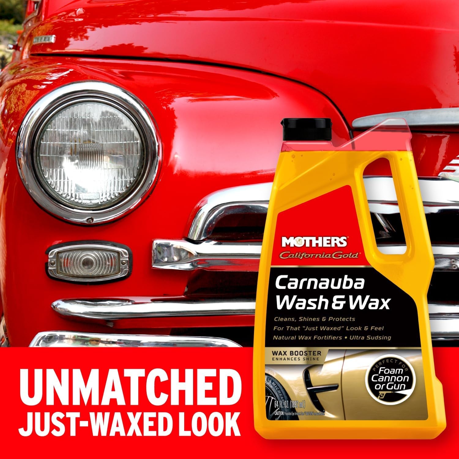 California Gold Carnauba Wash & Wax, 64 Oz. (05674) | Cleans, Shines & Protects, Gentle, Ph Balanced, Ultra-Sudsy, Spot-Free, Brilliant Finish, Won'T Strip Wax or Ceramic