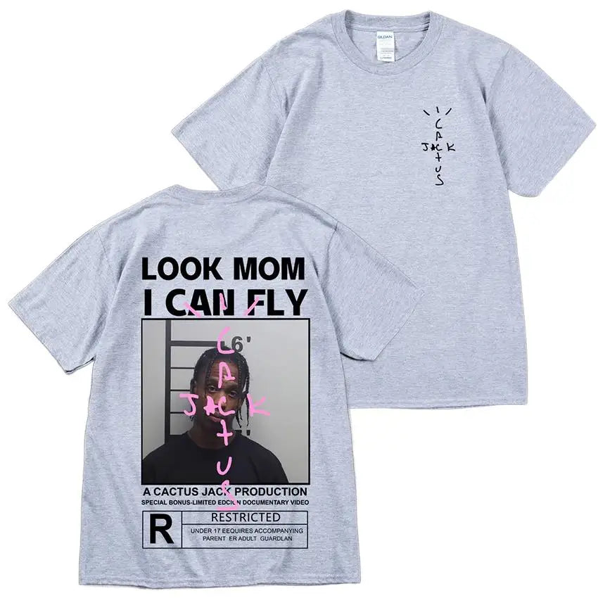 HOT SALE Cactus Jack T-Shirt High Quality Cotton Men Women LOOK MOM I CAN FLY Tee ASTROWORLD Hip Hop Short Sleeve Tshirts Tops