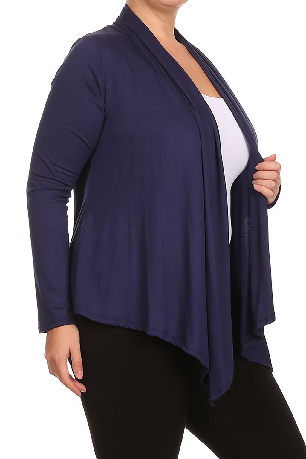Women'S plus Size Soft Casual Drape Open Front Cardigan Long Sleeve