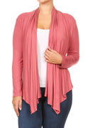 Women'S plus Size Soft Casual Drape Open Front Cardigan Long Sleeve