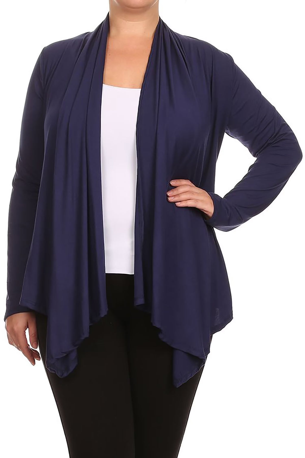 Women'S plus Size Soft Casual Drape Open Front Cardigan Long Sleeve