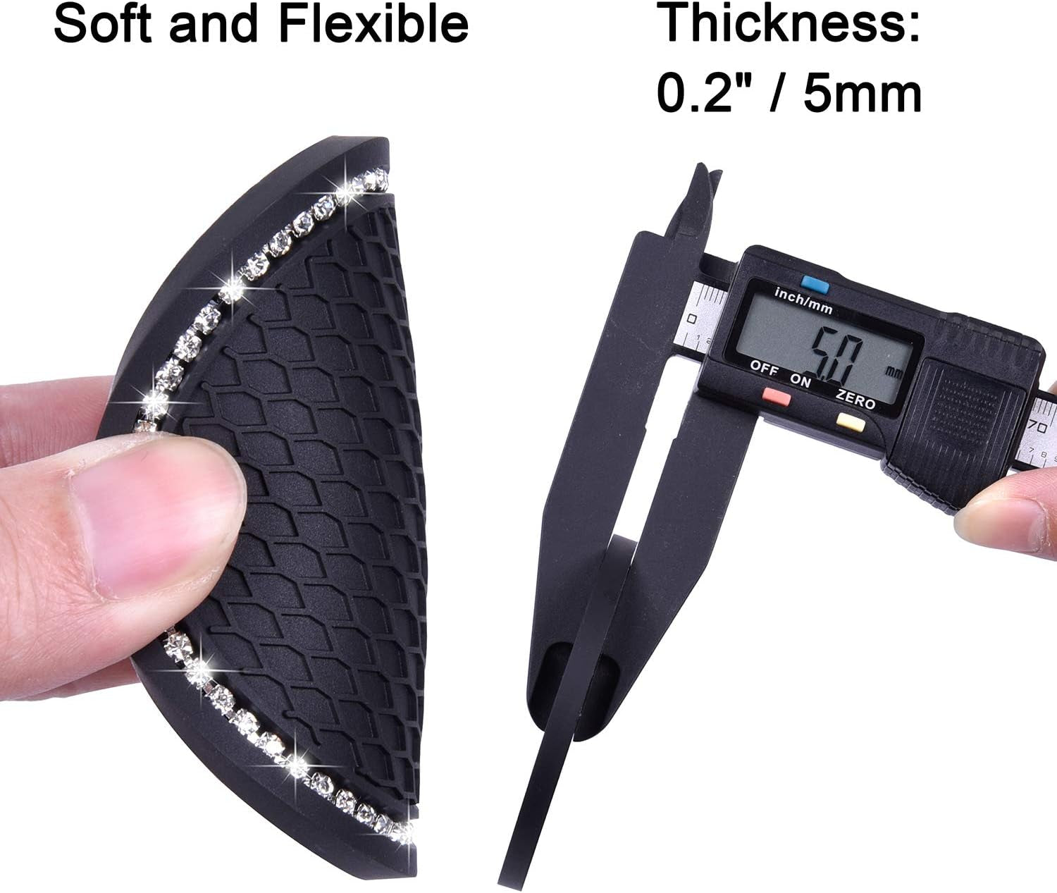 Bling Car Coasters, 2 Pack 2.75" Diameter Car Cup Coaster, Black | PVC Car Cup Holder Insert Coaster, anti Slip Universal Vehicle Interior Accessories Crystal Glitter Cup Mats for Women & Man