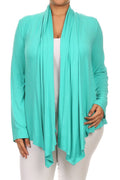 Women'S plus Size Soft Casual Drape Open Front Cardigan Long Sleeve