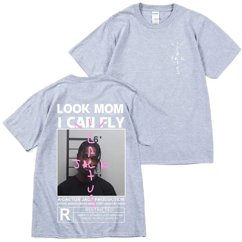 HOT SALE Cactus Jack T-Shirt High Quality Cotton Men Women LOOK MOM I CAN FLY Tee ASTROWORLD Hip Hop Short Sleeve Tshirts Tops