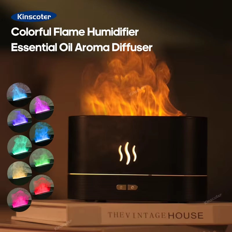 Aroma Diffuser Air Humidifier Ultrasonic Cool Mist Maker Fogger Led Essential Oil Flame Lamp Difusor