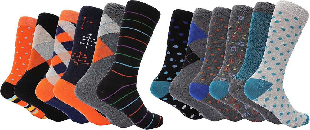 Mio Marino Men'S Dress Socks - Colorful Funky Socks for Men - 12 Pack - Retro Collection - 13-15
